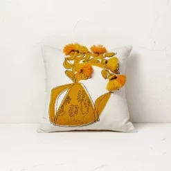 Floral Watering Pitcher Square Throw Pillow With Tassels - Opalhouse™ Designed With Jungalow™ -Opalhouse GUEST 295bbf4a 7932 4570 9c93 22f266108cb5