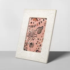 4" X 6" Embossed Ceramic Frame White - Opalhouse™