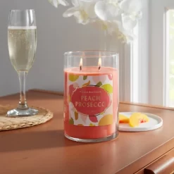 21.5oz Lidded Glass Jar 2-Wick Candle Peach Prosecco - Opalhouse™