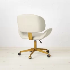 Mahonia Faux Leather Office Chair Cream/Aged Brass - Opalhouse™ Designed With Jungalow™ -Opalhouse GUEST c063500a 216c 4d23 8174 81e648410040